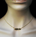 Gold Raised Nameplate Bar Necklace 2