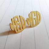 Gold Monogram Post Earrings