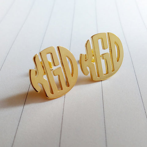 Gold Monogram Post Earrings