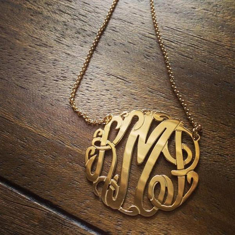 Monogram Necklace - Gold Fancy Script