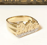 Name Ring With Diamond Tail 2