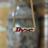 Gold Raised Nameplate Bar Necklace