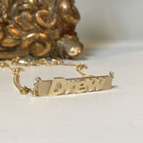 Gold Raised Nameplate Bar Necklace 8