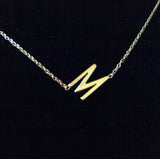Sideways Initial Necklace - Letter M