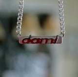 Silver Raised Nameplate Bar Necklace 2