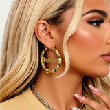 Bamboo Hoop Nameplate Earrings