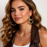 Bamboo Hoop Nameplate Earrings 3