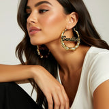 Bamboo Hoop Nameplate Earrings Candina