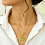 Engraved Disc with Sideways Cross Necklace 6