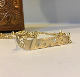 Gold Raised Nameplate Bar Necklace