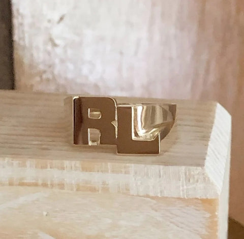 Medium Block Initial Ring – The Purple Mermaid