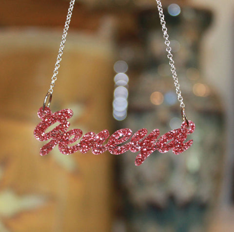 Glitter on sale name necklace