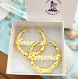 Bamboo Hoop Name Earrings 6