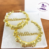 Bamboo Hoop Name Earrings 5