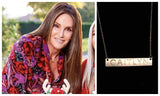 Caitlyn Jenner Gold Bar Engraved Necklace