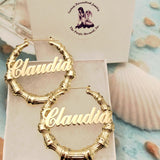 Bamboo Hoop Name Earrings