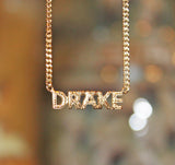 Block Nameplate Necklace - Diamond-Cut Gold