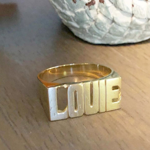 Large Block Name Ring