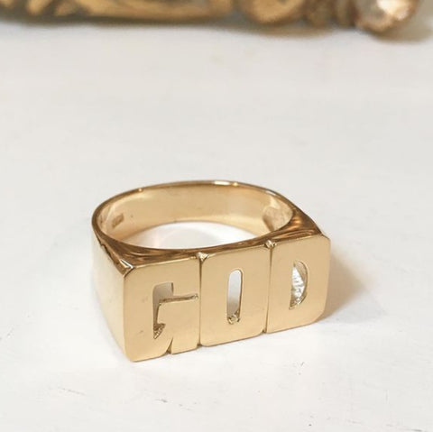 Medium Block Name Ring The Purple Mermaid