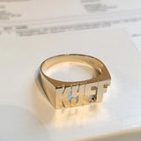Medium Block Name Ring 2