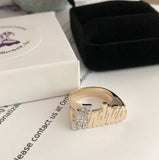 Name Ring With Diamonds