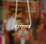 Gold Raised Nameplate Bar Necklace 4