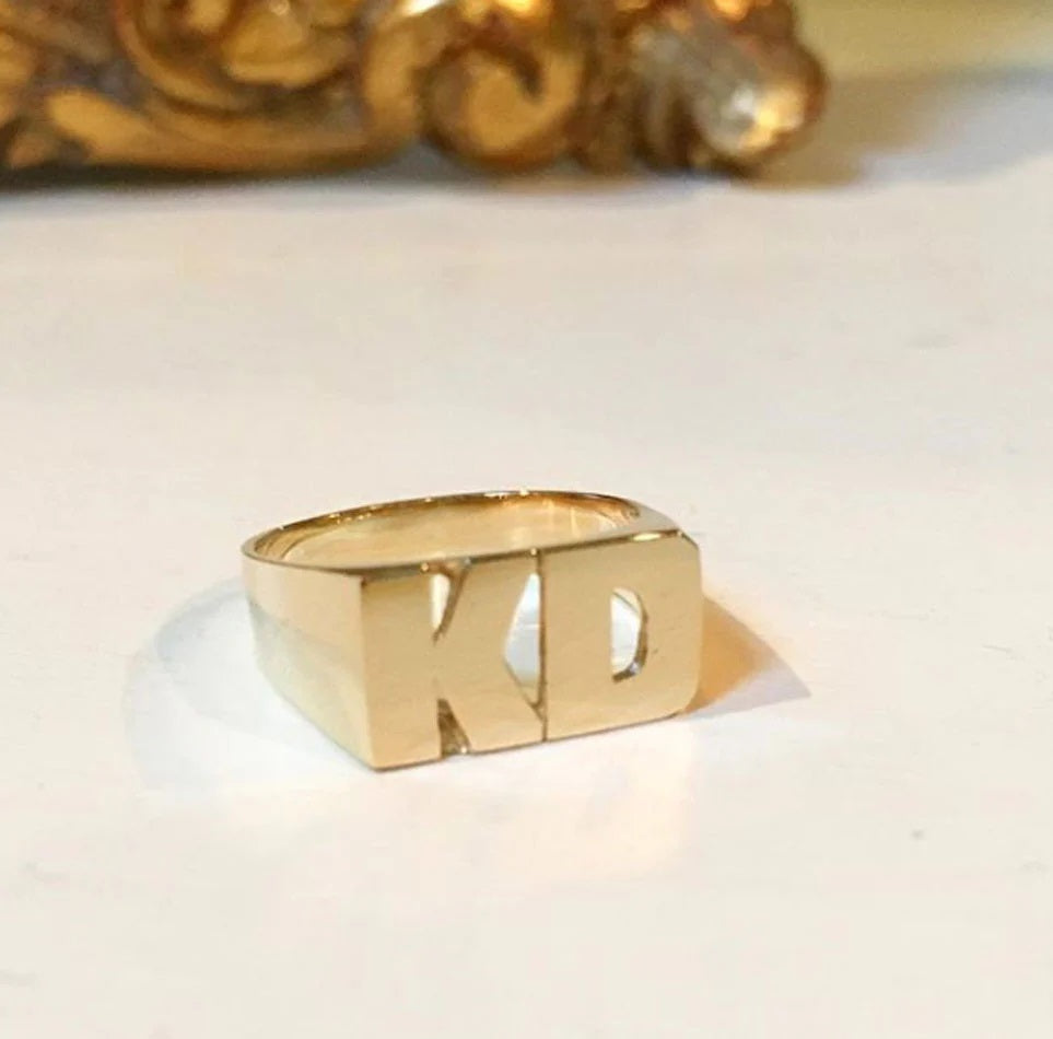 Buy Handcrafted Brass & 18K Gold Plated W Initial Rings - Golden Online at  the Best Price in India - Loopify