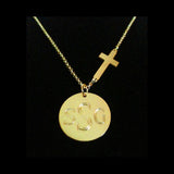 Engraved Disc with Sideways Cross Necklace
