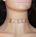 gold name choker necklace