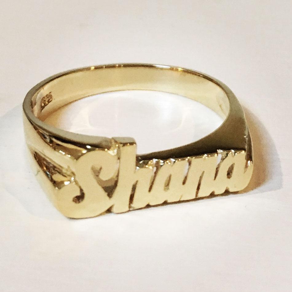 Small Gold Name Ring