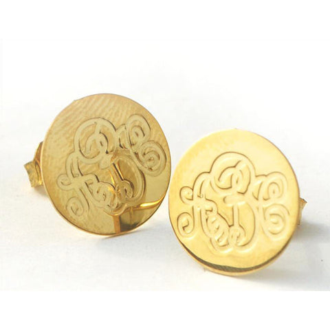 Round Monogram Stud Earrings