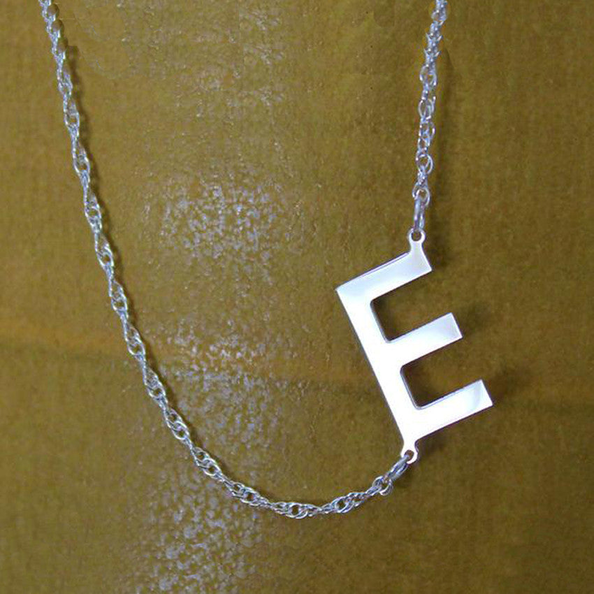 Sideways Initial Necklace - 3/4 Inch