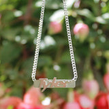 Silver Raised Nameplate Bar Necklace