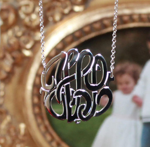 Monogram Necklace - Silver Classic Script