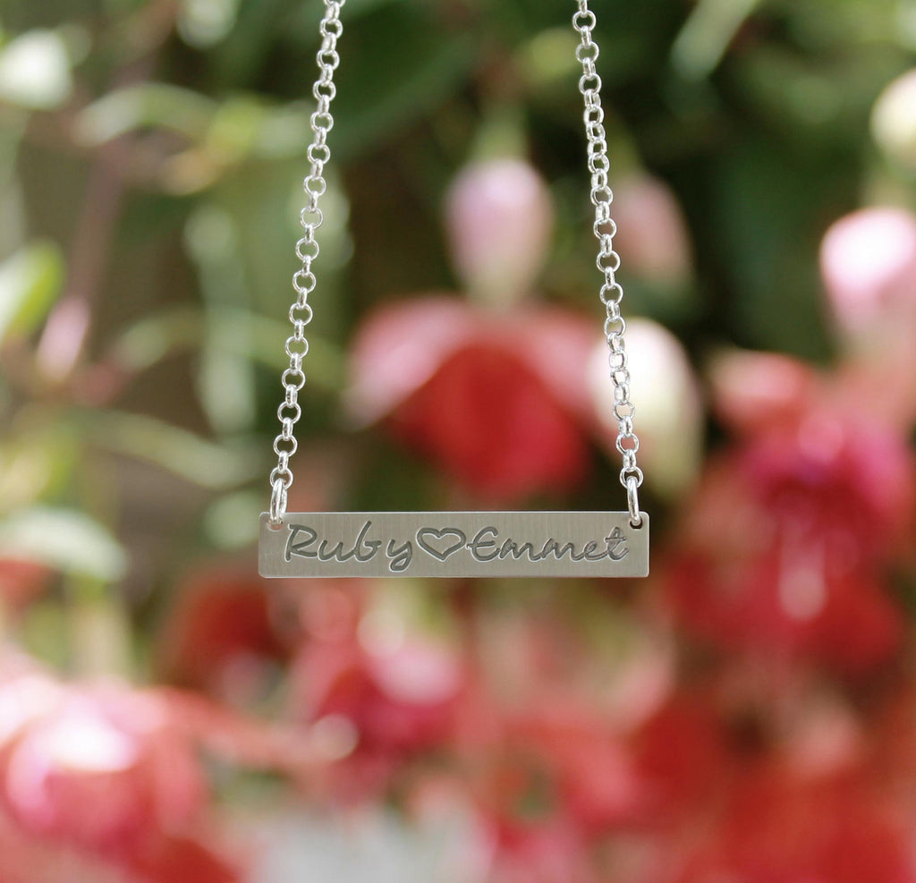 Personalized Sterling Silver Bar Necklace