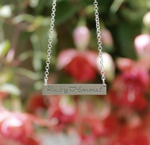Personalized Sterling Silver Bar Necklace