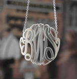 Monogram Necklace - Sterling Silver Fancy Script 2